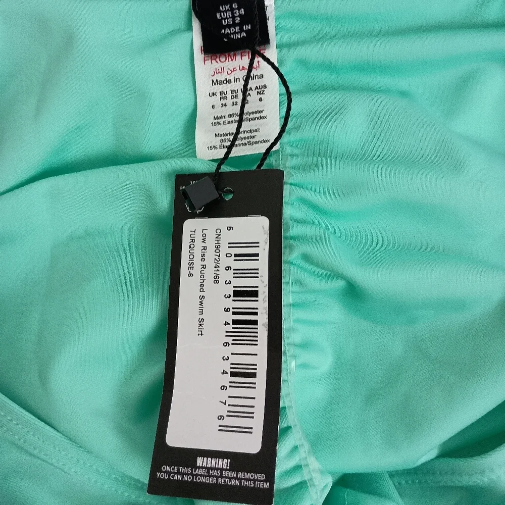 NWT PRETTY LITTLE THINGS‎ Mint Aqua Green Ruched Swim Skirt (#891)
